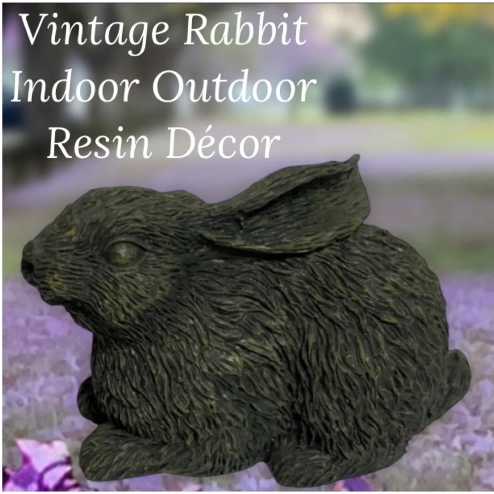 Rabbit Statue Figurine Indoor Outdoor Resin Garden Patio Decor Bunny Home Decor